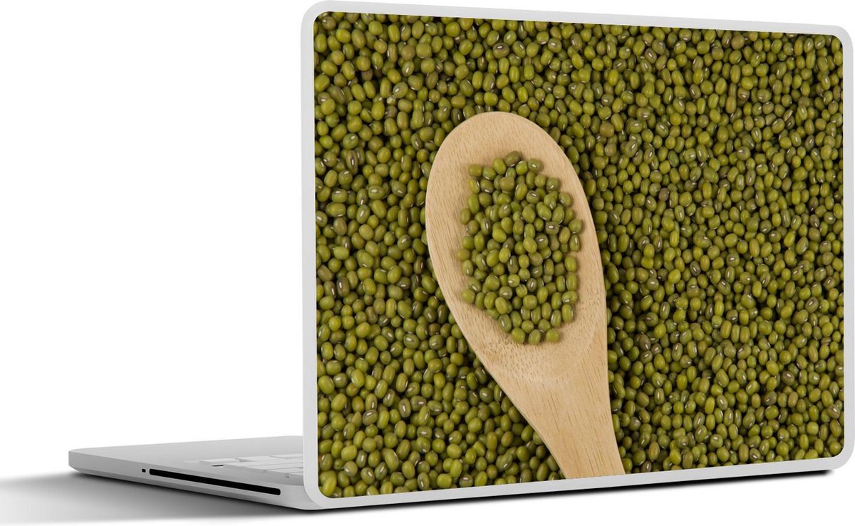 Laptop sticker - 10.1 inch - Afbeelding van mungbonen met een houten lepel