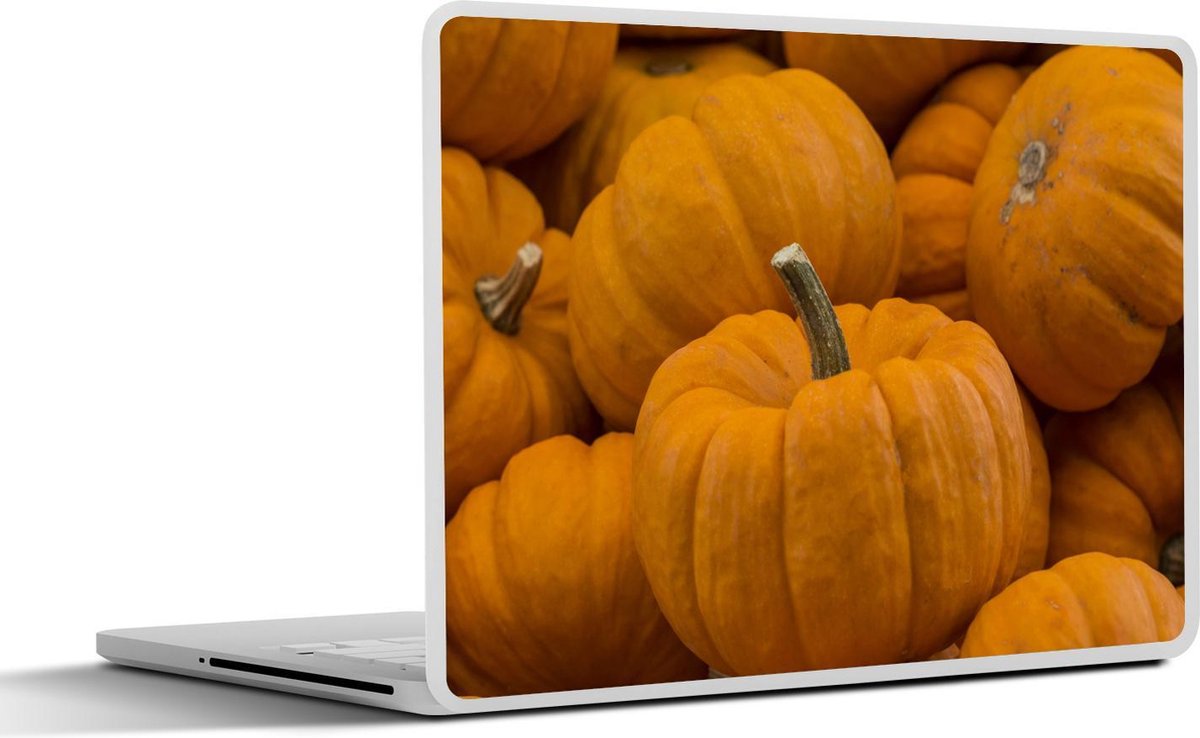 Laptop sticker - 10.1 inch - Afbeelding met enorme oranje pompoenen