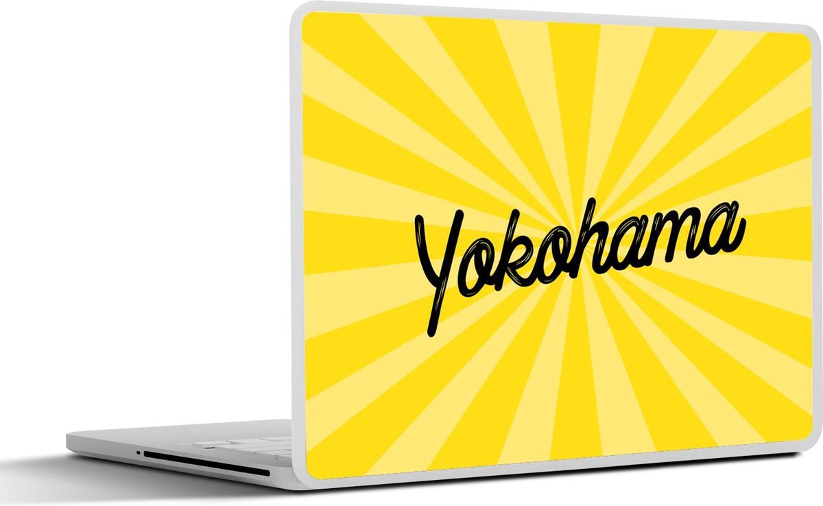 Laptop sticker - 10.1 inch - Illustratie van Yokohama voor een gele achtergrond