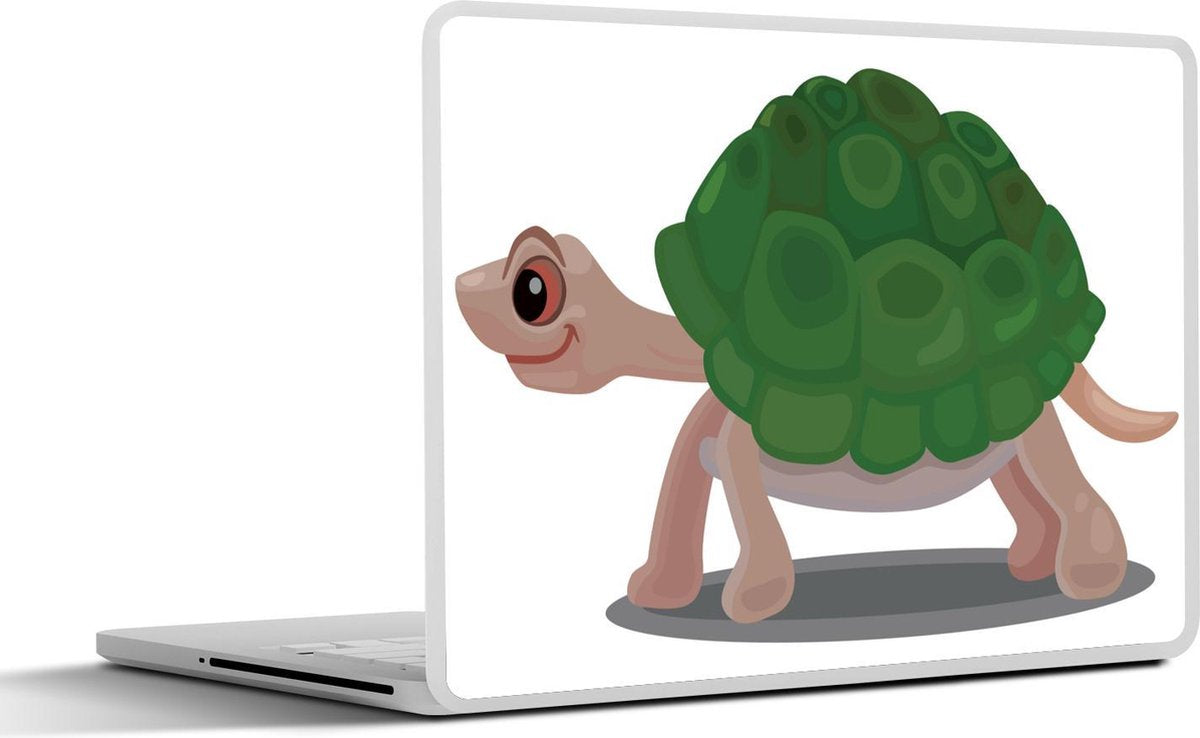 Laptop sticker - 10.1 inch - Illustratie van een schildpad met een groen schild
