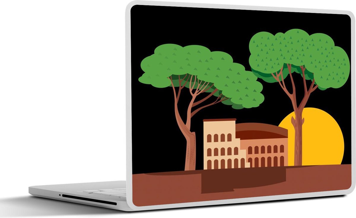 Laptop sticker - 10.1 inch - Illustratie van het Colosseum onder een paar bomen