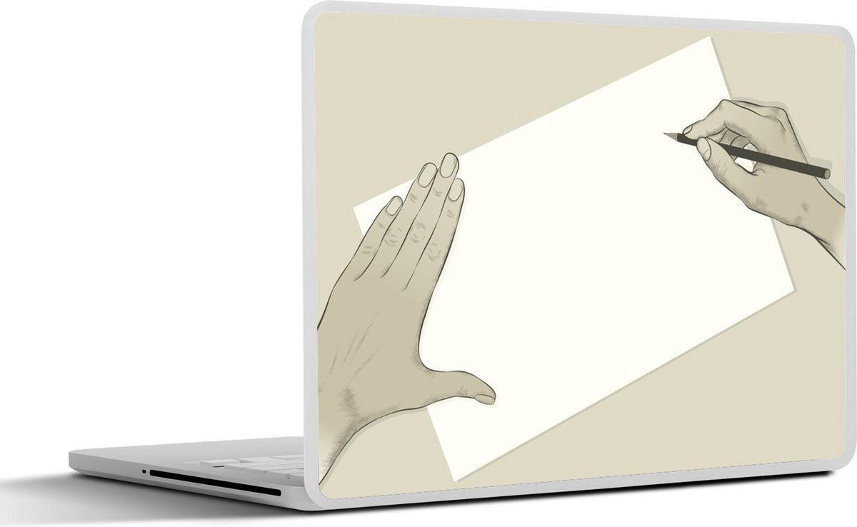 Laptop sticker - 10.1 inch - Illustratie van iemand die gaat tekenen