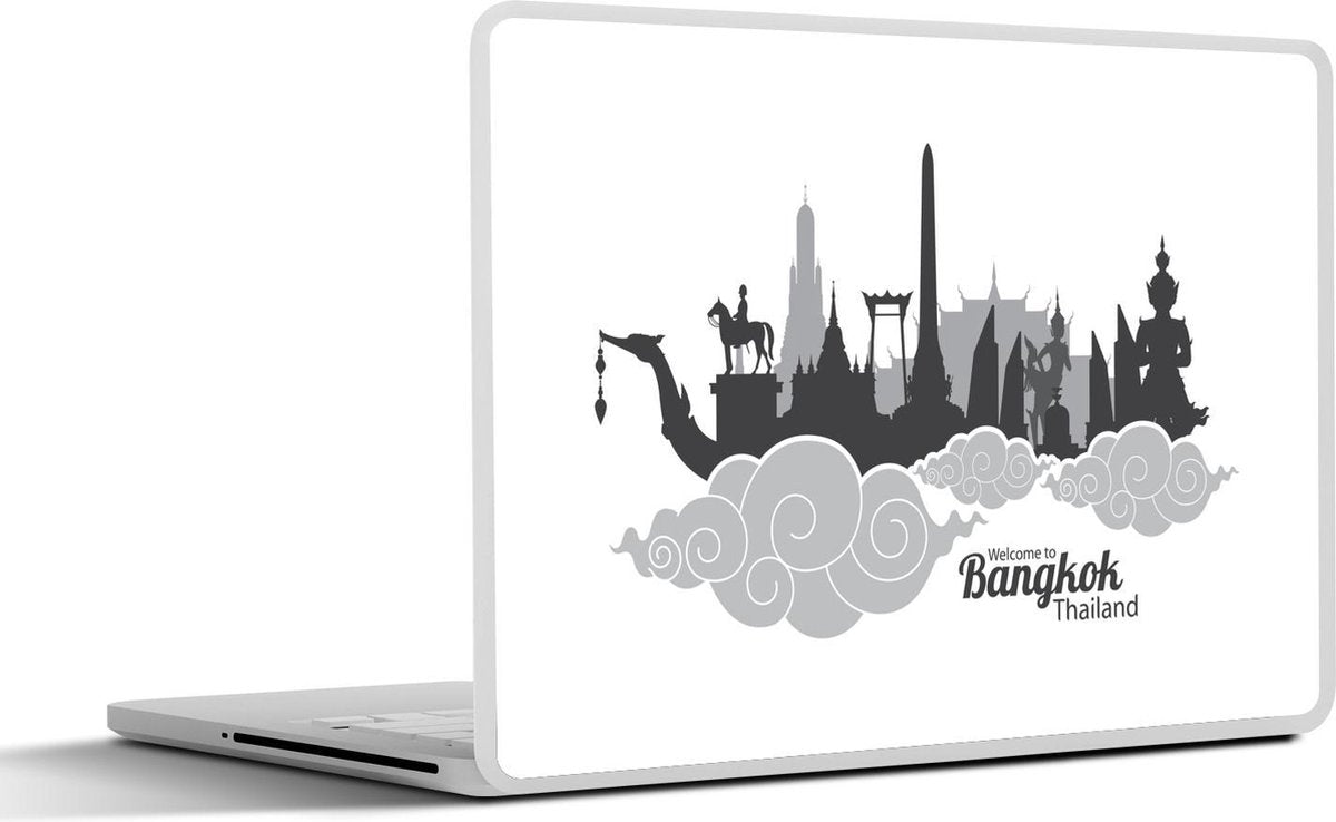 Laptop sticker - 10.1 inch - Illustratie van het silhouet van Bangkok