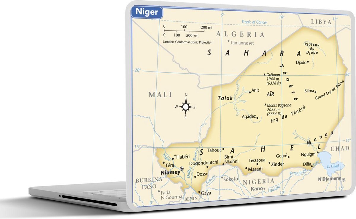 Laptop sticker - 10.1 inch - Illustratie van een kaart van Niger
