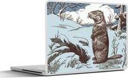 Laptop sticker - 10.1 inch - Illustratie van een prairiehond in een blauw landschap