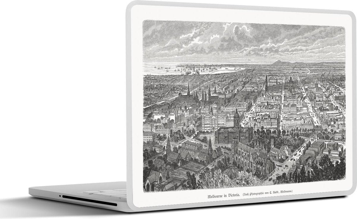 Laptop sticker - 10.1 inch - Illustratie van het uitzicht over Melbourne