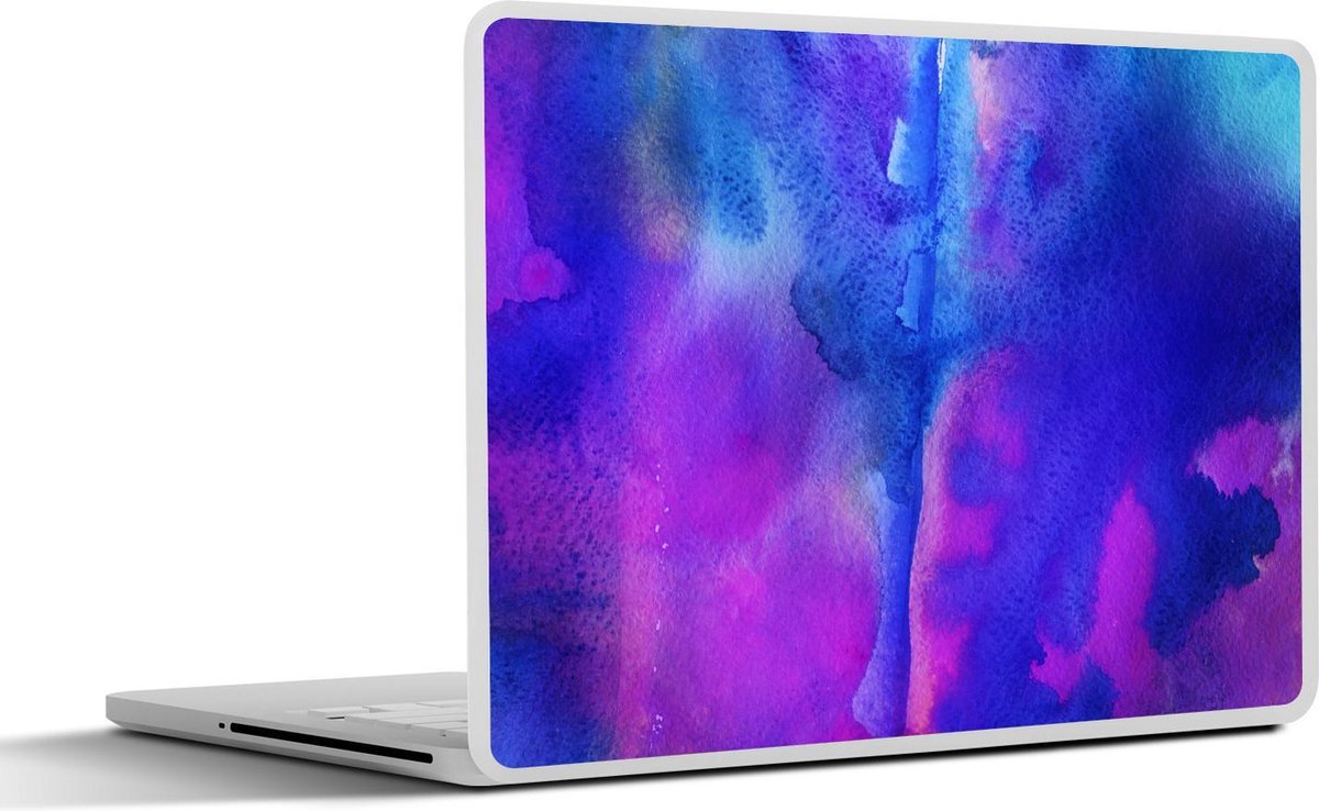 Laptop sticker - 10.1 inch - Abstract kunstwerk gemaakt met waterverf en blauwe en paarse kleuren