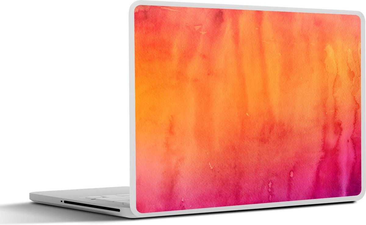 Laptop sticker - 10.1 inch - Abstract kunstwerk gemaakt met waterverf en blauwe met oranje en rode kleuren