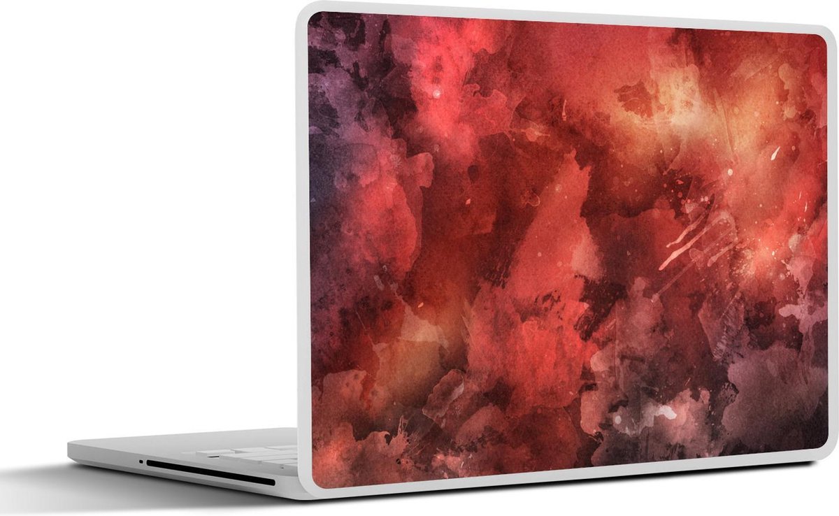 Laptop sticker - 10.1 inch - Abstract werk gemaakt met waterverf en rode tinten