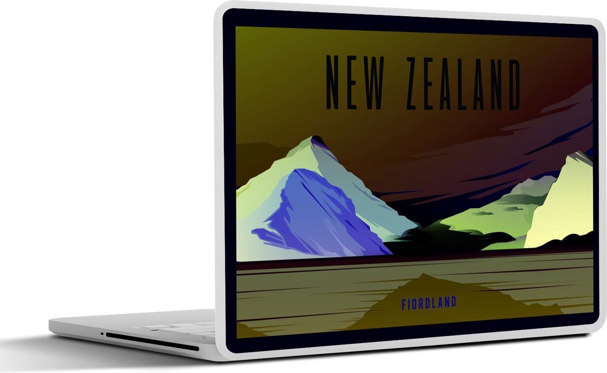 Laptop sticker - 10.1 inch - Illustratie van het gebied Fiordland in Nieuw-Zeeland