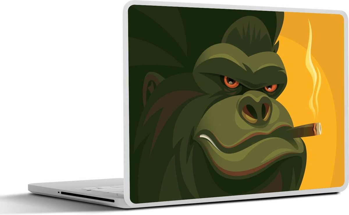 Laptop sticker - 10.1 inch - Illustratie van een rokende aap