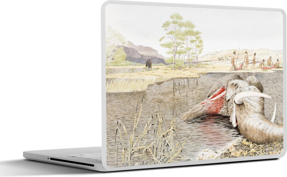 Laptop sticker - 10.1 inch - Illustratie van een bloedende Mammoet