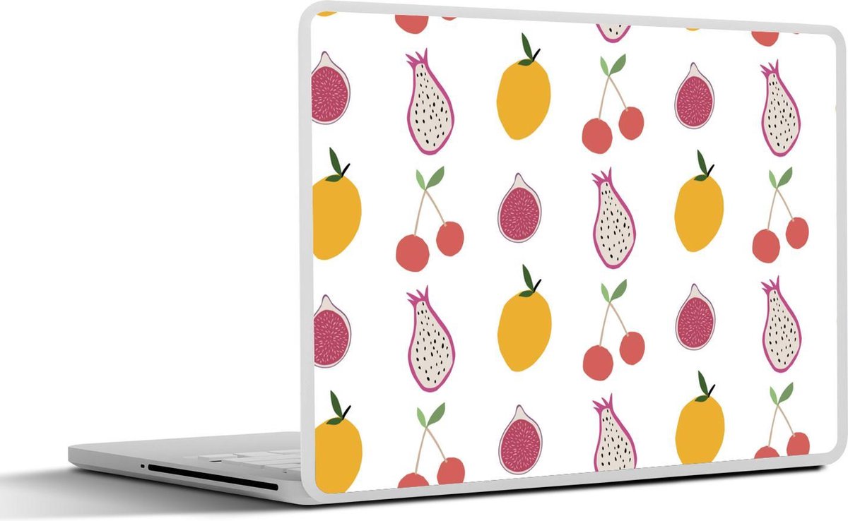 Laptop sticker - 10.1 inch - Abstracte verschillende soorten fruit met een witte achtergrond