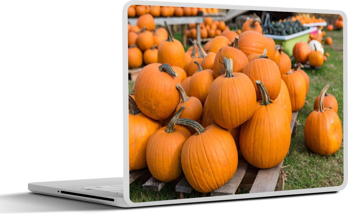 Laptop sticker - 10.1 inch - Afbeelding gevuld met oranje pompoenen voor Halloween