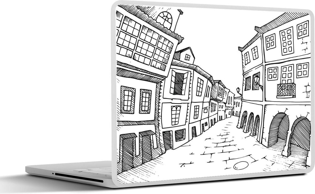 Laptop sticker - 10.1 inch - Illustratie van een lege straat in Santiago