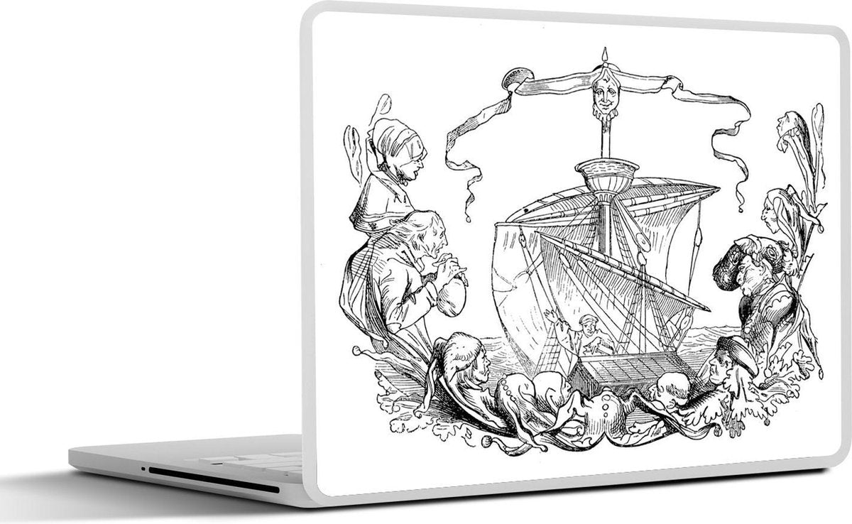 Laptop sticker - 10.1 inch - Illustratie van een schip van Christopher Columbus