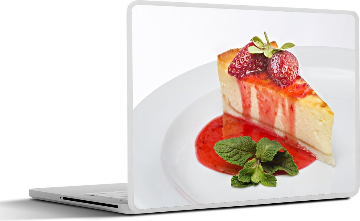Laptop sticker - 10.1 inch - Aardbeienvlaai op witte achtergrond