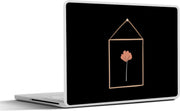 Laptop sticker - 10.1 inch - Abstract blad op een kaart op een zwarte achtergrond