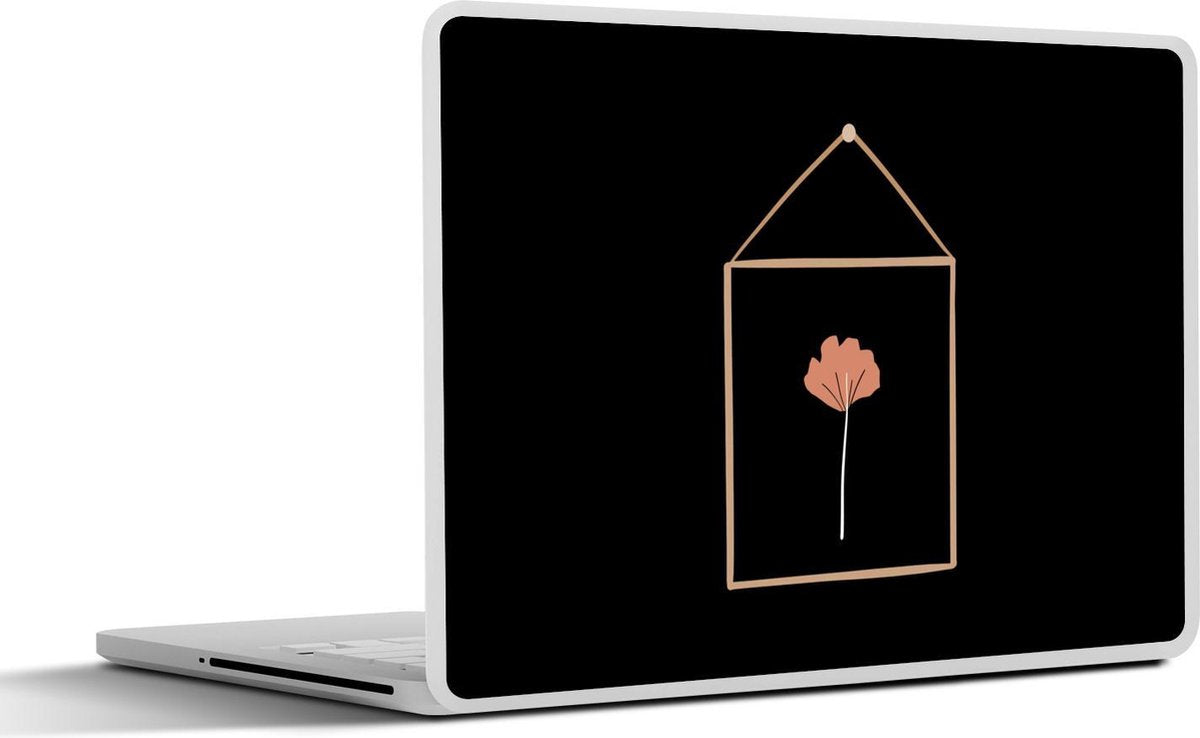 Laptop sticker - 10.1 inch - Abstract blad op een kaart op een zwarte achtergrond