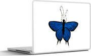 Laptop sticker - 10.1 inch - Illustratie van een blauwe vlinder met een zwarte trand