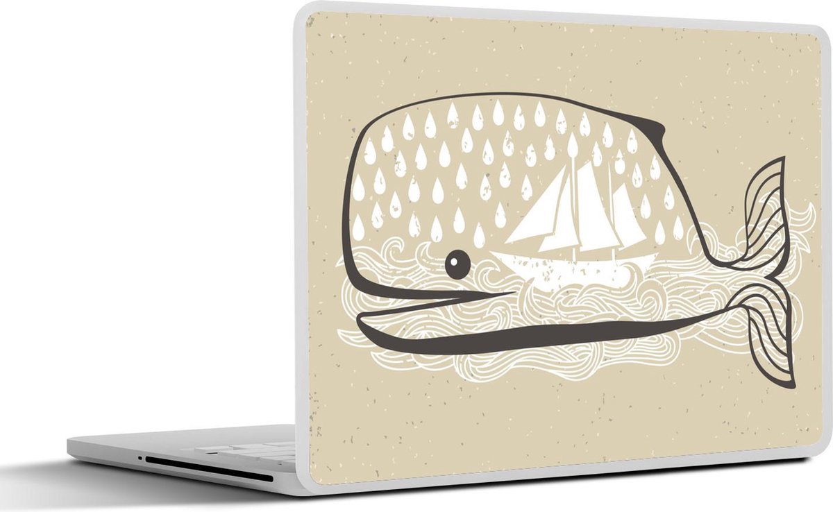 Laptop sticker - 10.1 inch - Illustratie van een walvis met versiering