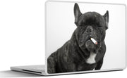 Laptop sticker - 10.1 inch - Illustratie van een bulldog die rookt