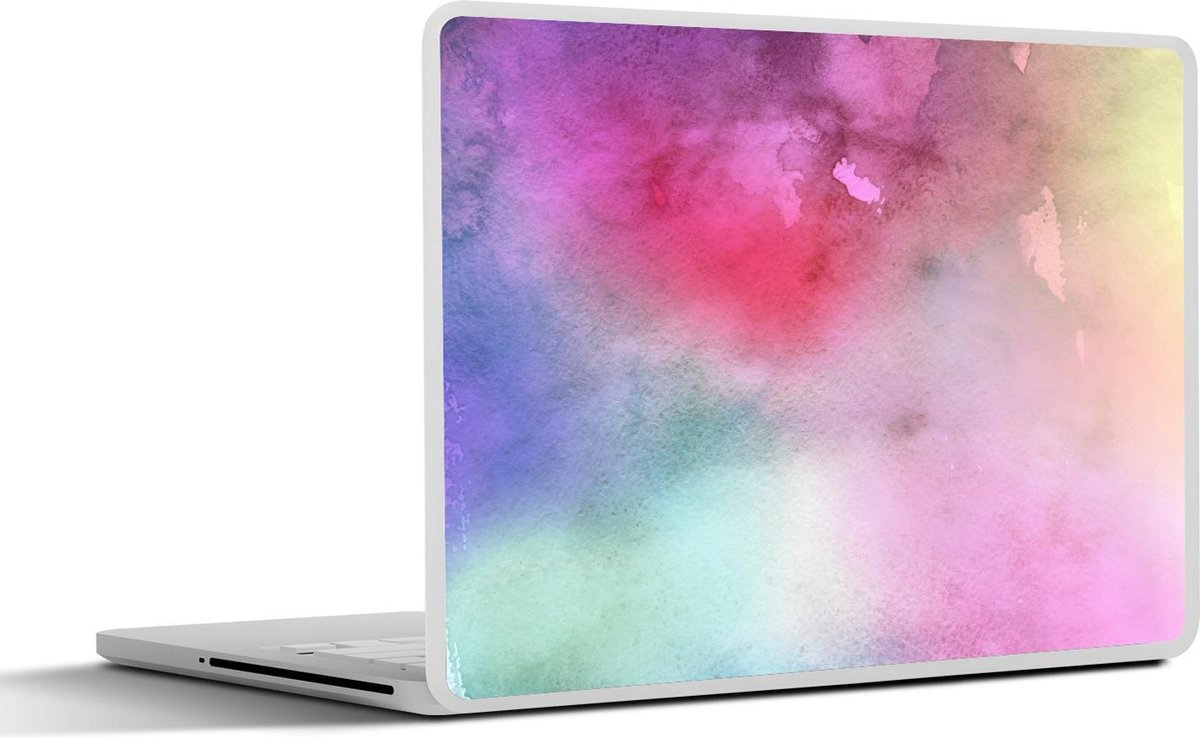 Laptop sticker - 10.1 inch - Abstract werk gemaakt met waterverf en roze en blauwe kleuren