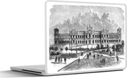 Laptop sticker - 10.1 inch - Illustratie van een gebouw in München in zwart-wit