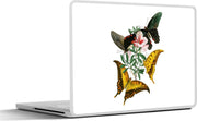 Laptop sticker - 10.1 inch - Illustratie van vier vlinders op een bloem