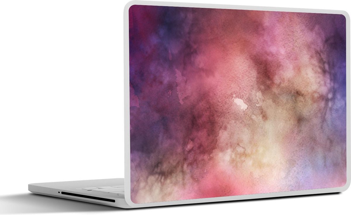 Laptop sticker - 10.1 inch - Abstract werk gemaakt met waterverf en paarse met roze en bruine vlekken