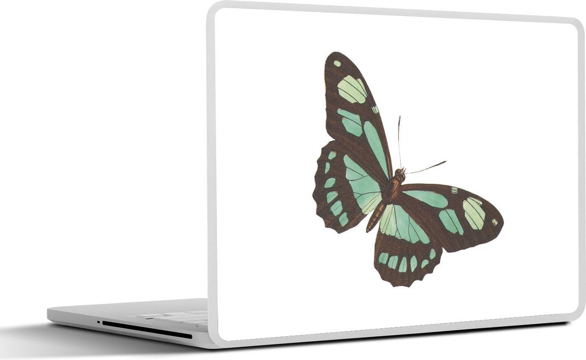 Laptop sticker - 10.1 inch - Illustratie van een vlinder met zwarte en blauwe vleugels