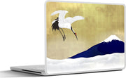 Laptop sticker - 10.1 inch - Illustratie van een witte Chinese kraanvogel boven de wolken