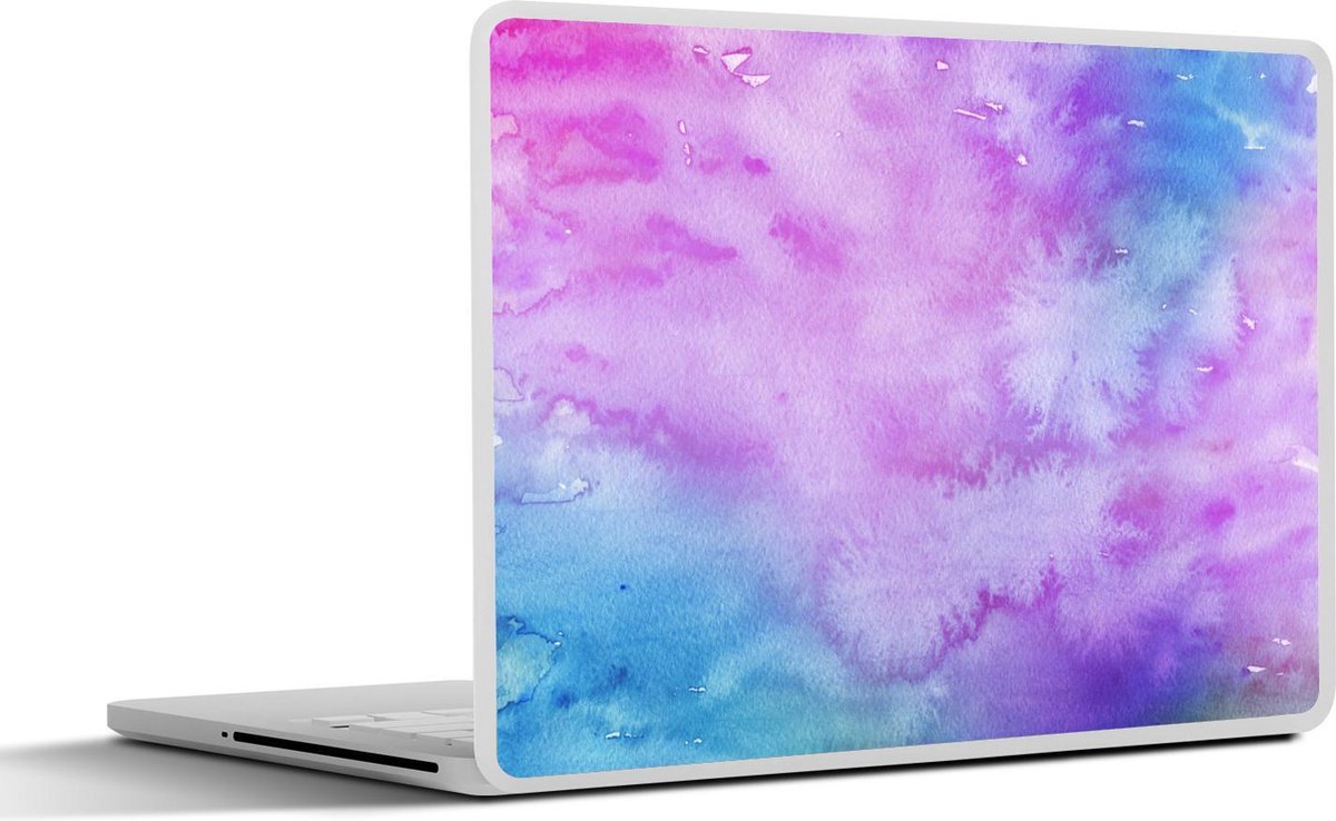 Laptop sticker - 10.1 inch - Abstract kunstwerk gemaakt met waterverf en paarse en blauwe kleuren
