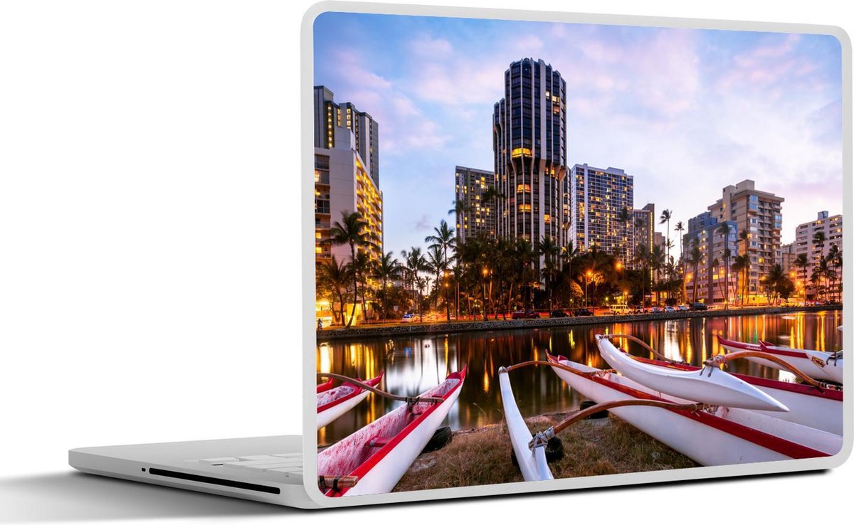 Laptop sticker - 10.1 inch - Ala Wai Canal bij Honolulu in het Amerikaanse Hawaï