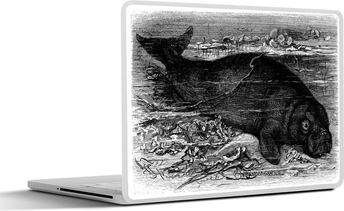 Laptop sticker - 10.1 inch - Illustratie van een doejong in de zee