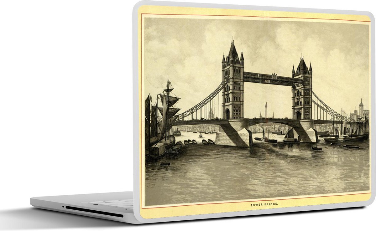 Laptop sticker - 10.1 inch - Illustratie van een schets van de Tower Bridge