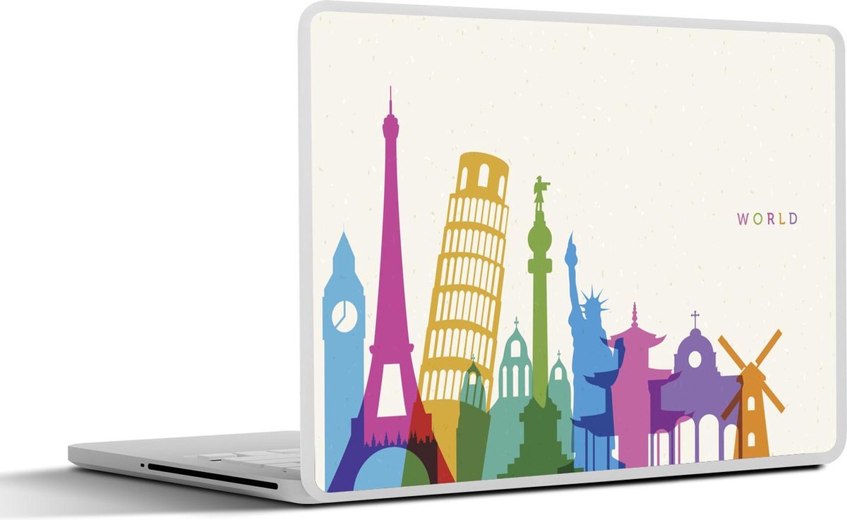 Laptop sticker - 10.1 inch - Illustratie van gekleurde bezienswaardigheden