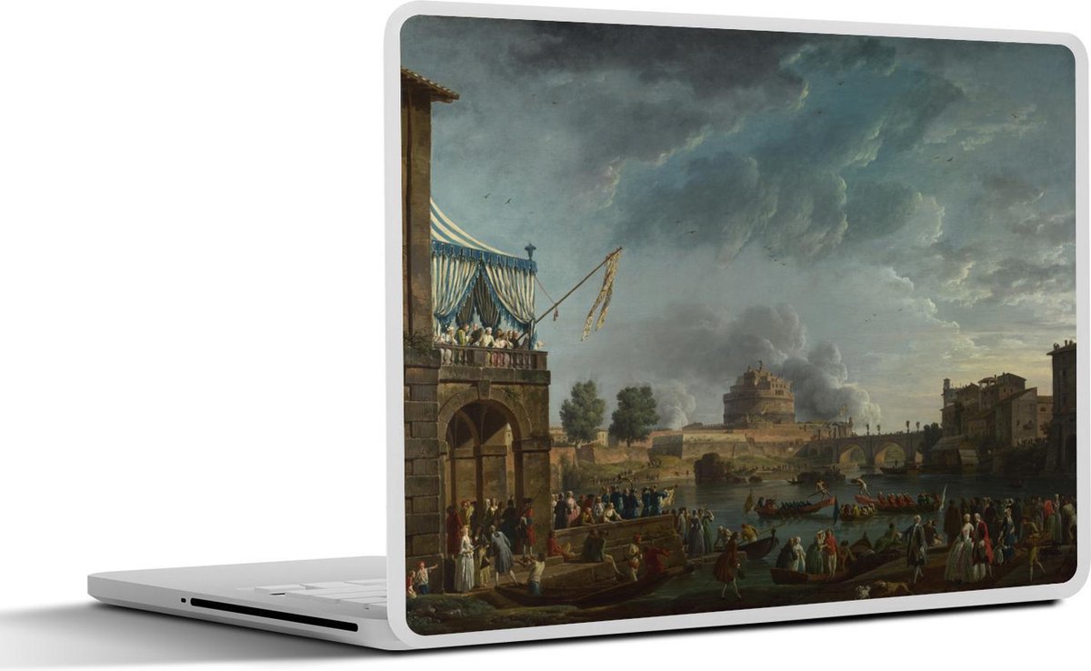 Laptop sticker - 10.1 inch - A sporting contest on the Tiber at Rome - Schilderij van Claude Joseph Vernet