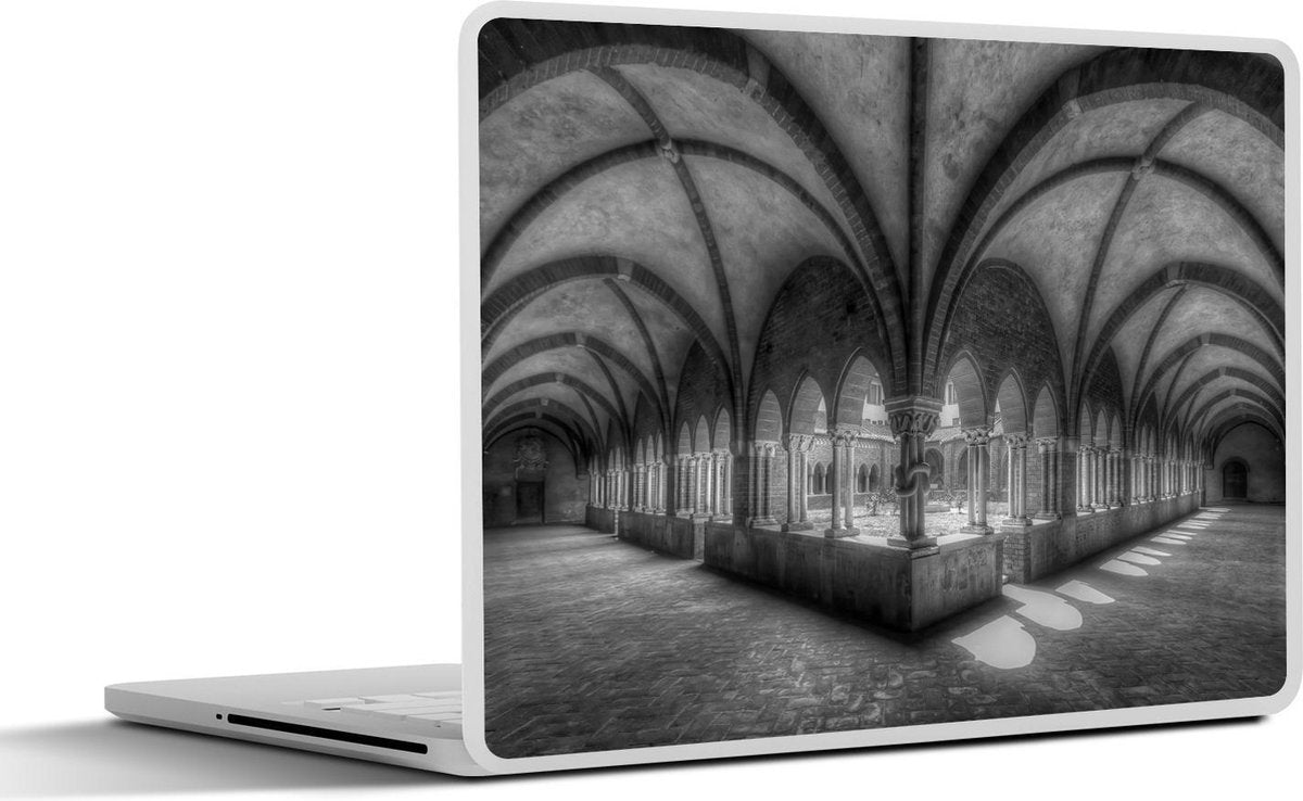 Laptop sticker - 10.1 inch - Abdij bogen in Italië in het zwart-wit