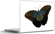 Laptop sticker - 10.1 inch - Illustratie van een bruine vlinder met blauwe details