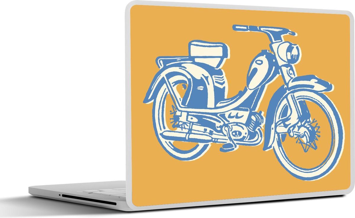 Laptop sticker - 10.1 inch - Illustratie van een scooter voor een oranje achtergrond