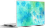 Laptop sticker - 10.1 inch - Abstract kunstwerk gemaakt met waterverf en groen en blauw