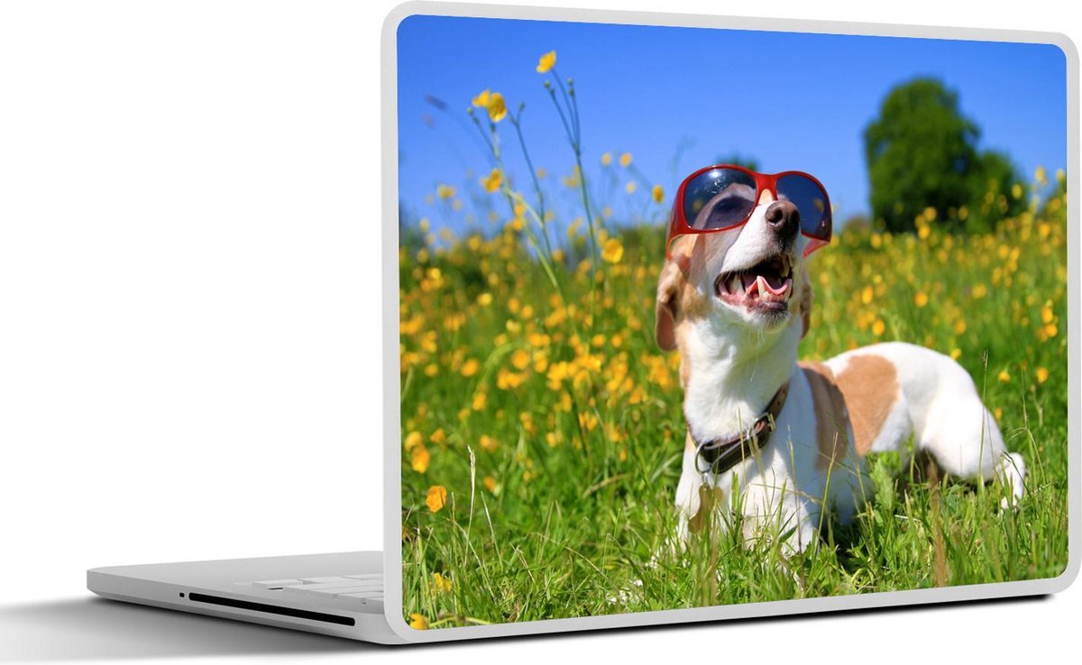 Laptop sticker - 10.1 inch - Jack Russel hond met een zonnebril