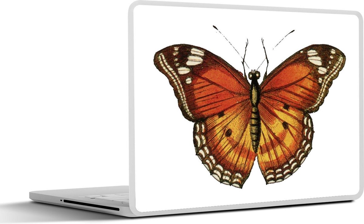 Laptop sticker - 10.1 inch - Illustratie van een oranje monarchvlinder