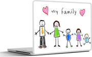 Laptop sticker - 10.1 inch - Illustratie van een getekende familie met tekst