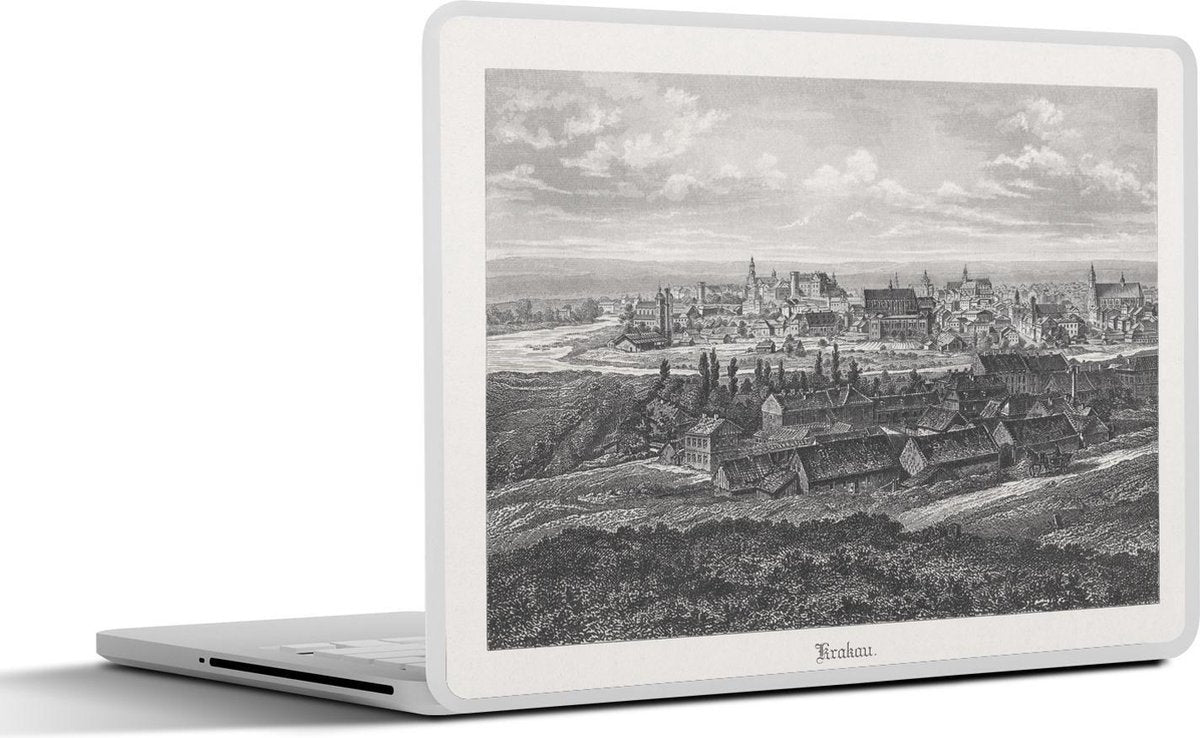 Laptop sticker - 10.1 inch - Illustratie van een luchtfoto van Krakau in Polen
