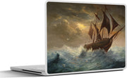 Laptop sticker - 10.1 inch - Illustratie van een zeilschip op de woeste golven