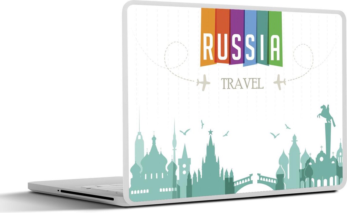 Laptop sticker - 10.1 inch - Illustratie van een blauwe skyline van Rusland