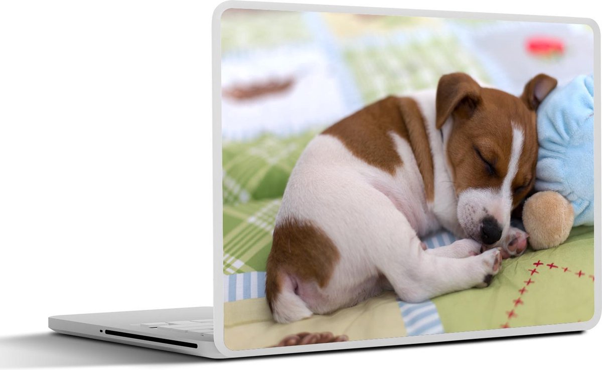 Laptop sticker - 10.1 inch - Jack russel puppy op deken