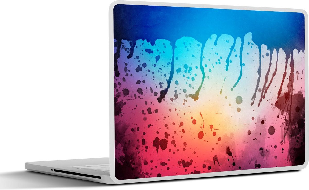 Laptop sticker - 10.1 inch - Abstract werk gemaakt van waterverf en druipende verf op een gekleurde achtergrond